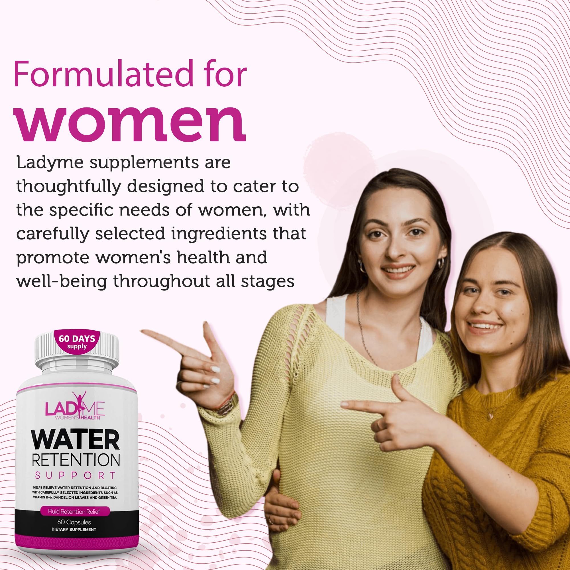 Water Retention Pills for Women Bloating Relief with Vitamin B6, Dandelion & Green Tea Natural LADYME WOMEN'S HEALTHAu supplements