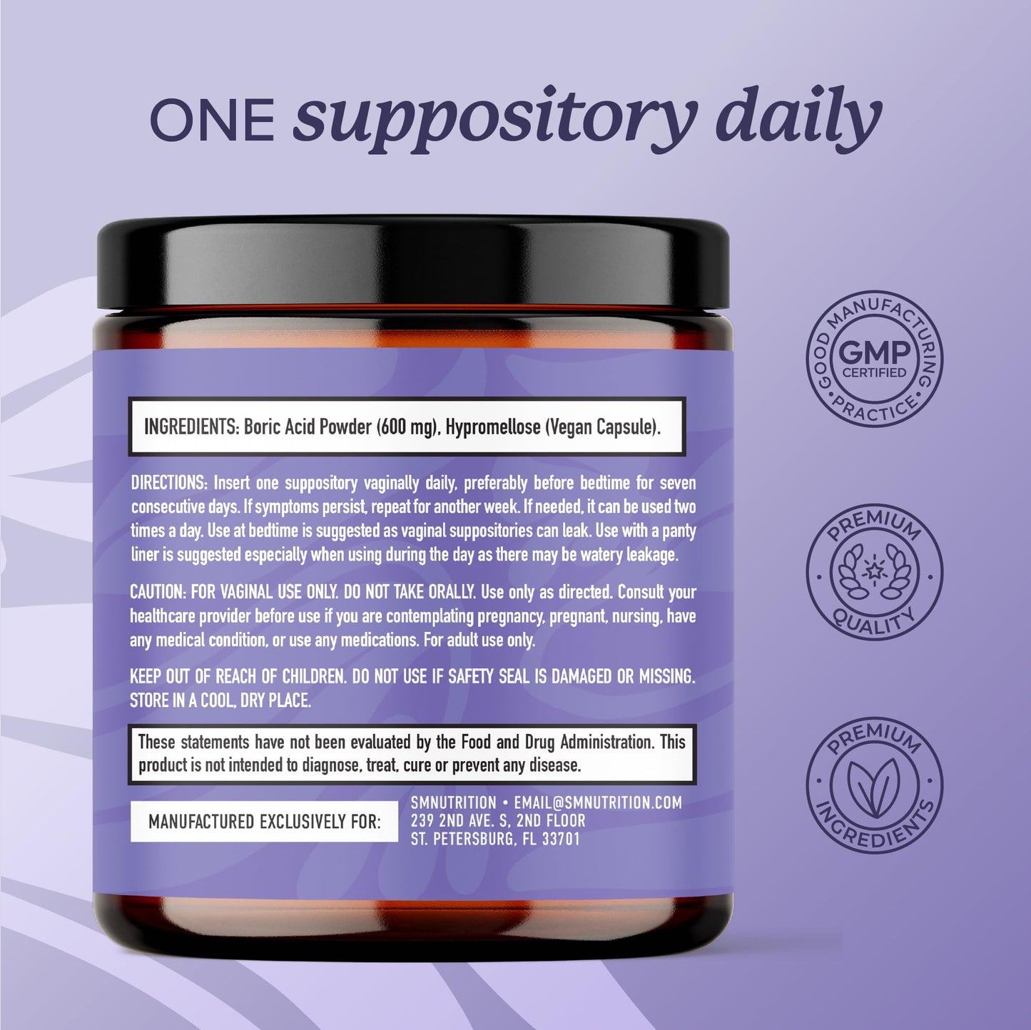 Boric Acid Suppositories for Women 600mg | pH Balance, Vaginal Odor & Itching | Feminine Hygiene & Intimate Health Support | Boric Acid for Women Vaginal Suppositories | Unscented, Vegan | 30 Ct SMNutritionUS supplements