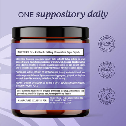 Boric Acid Suppositories for Women 600mg | pH Balance, Vaginal Odor & Itching | Feminine Hygiene & Intimate Health Support | Boric Acid for Women Vaginal Suppositories | Unscented, Vegan | 30 Ct SMNutritionUS supplements