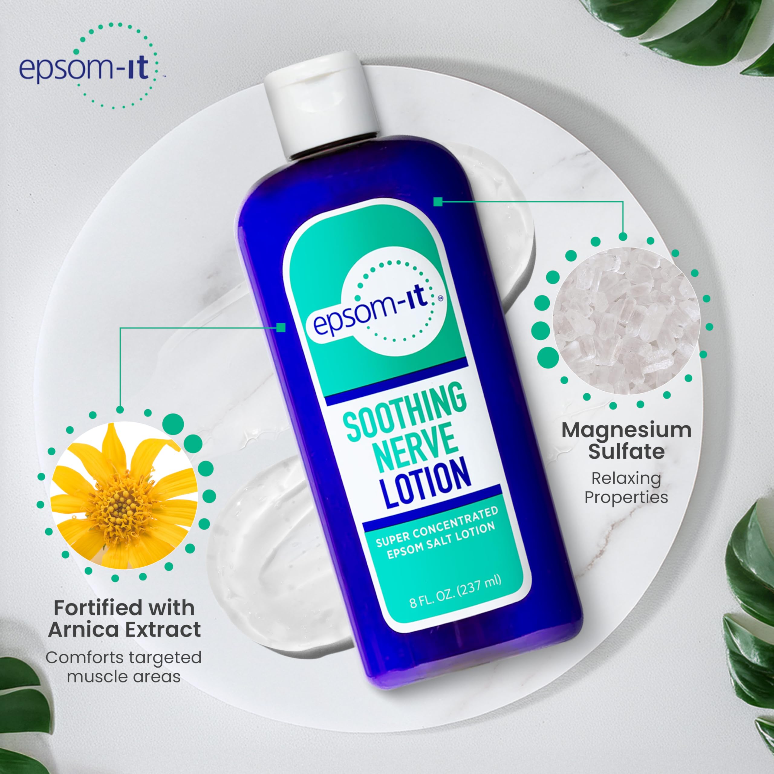 Epsom-It Soothing Nerve Lotion - Epsom Salt Magnesium Lotion, Topical Magnesium Cream with Capsaicin & Arnica to Provide Comfort for Legs, Knee and Feet, 8.0 oz., 2-Pack EPSOM-ITAu supplements