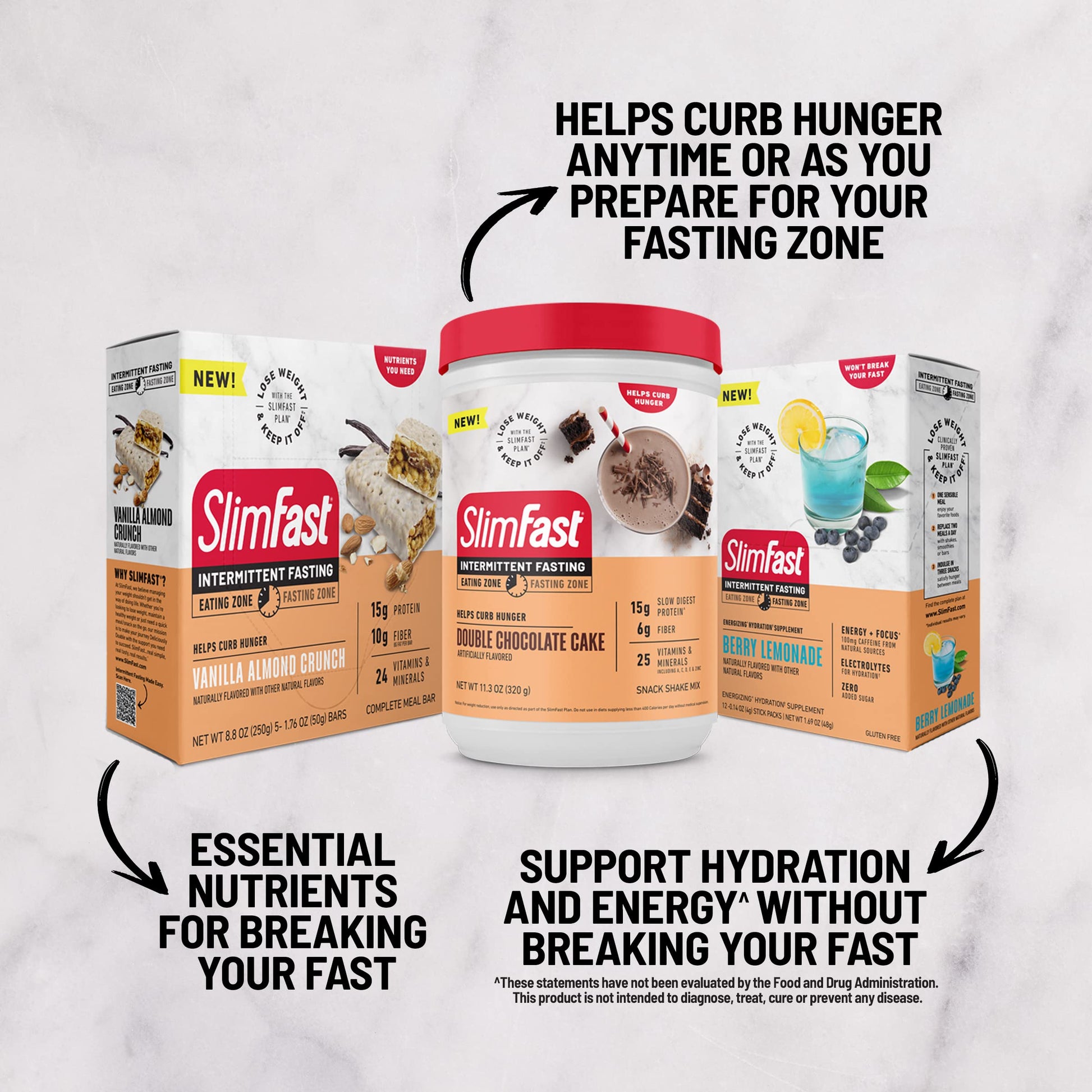 SlimFast Intermittent Fasting, Casein Protein Powder, Biotin with Vitamin & Mineral Bend SlimFastAu supplements