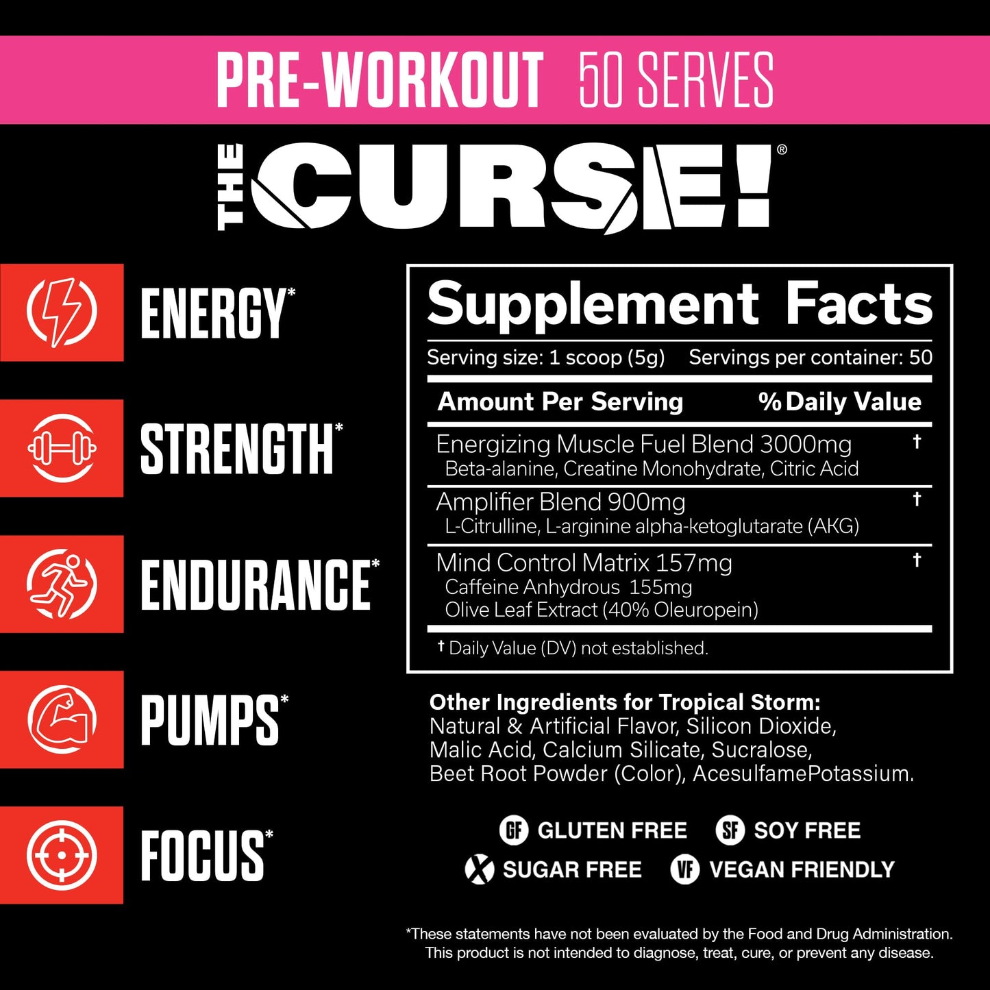 JNX SPORTS The Curse! Pre Workout Powder - Tropical Storm 50 Servings | Preworkout JNX SPORTSUS supplements