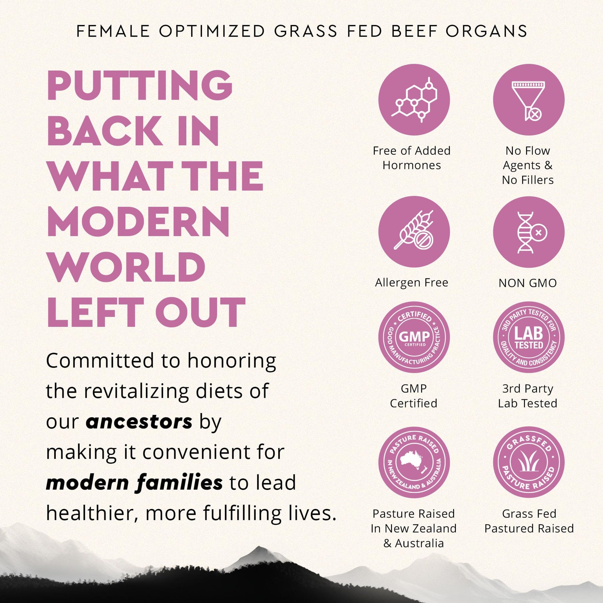 Beef Organ Supplement for Women – Supports Hormone Balance, Energy & Wellness – Grass Fed, Pasture Raised Superfood – Liver, Heart, Kidney, Bone Marrow – Collagen, CoQ10, B12 – Female Support Blend Ancestral SupplementsAu supplements