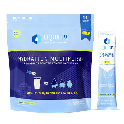 Liquid I.V. Hydration Multiplier + Probiotic Kombucha - Tart Green Apple - Hydration Powder Liquid I.V.US supplements