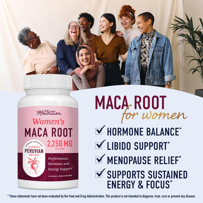 Organic Maca Root Capsules for Women | 2250MG Extra Strength | Red, Black & Yellow SMNutritionUS supplements