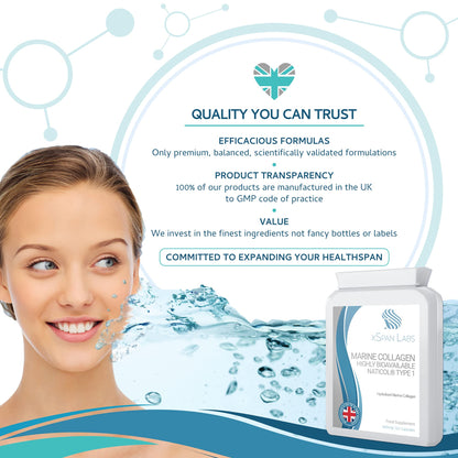 Marine Collagen 600mg 60 Capsules - Highly Bioavailable Naticol® Type 1 Xspan LabsUS supplements