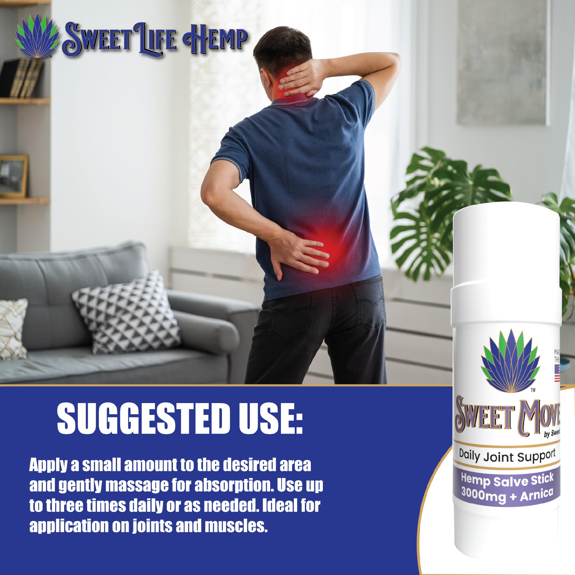 Sweet Life | Hemp Salve Stick | 3000mg | Organic Botanical Balm | Twist-Up Applicator | Small Business | Muscle & Joint Comfort Sweet LifeAu supplements