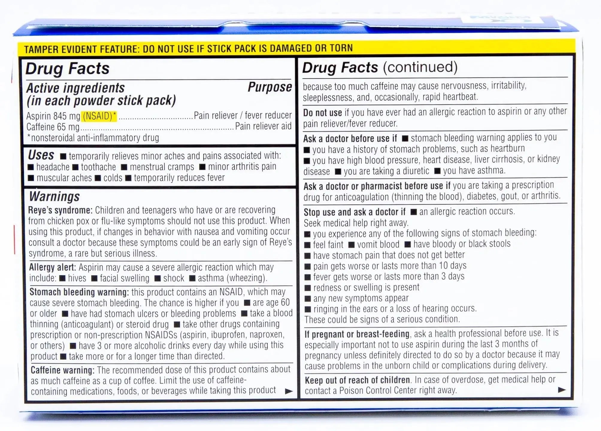 Quality Choice Fast Pain Relief Powder, Contains 50 Powder Packets for Rapid Pain Relief. Contains Aspirin & Caffiene Quality ChoiceAu supplements