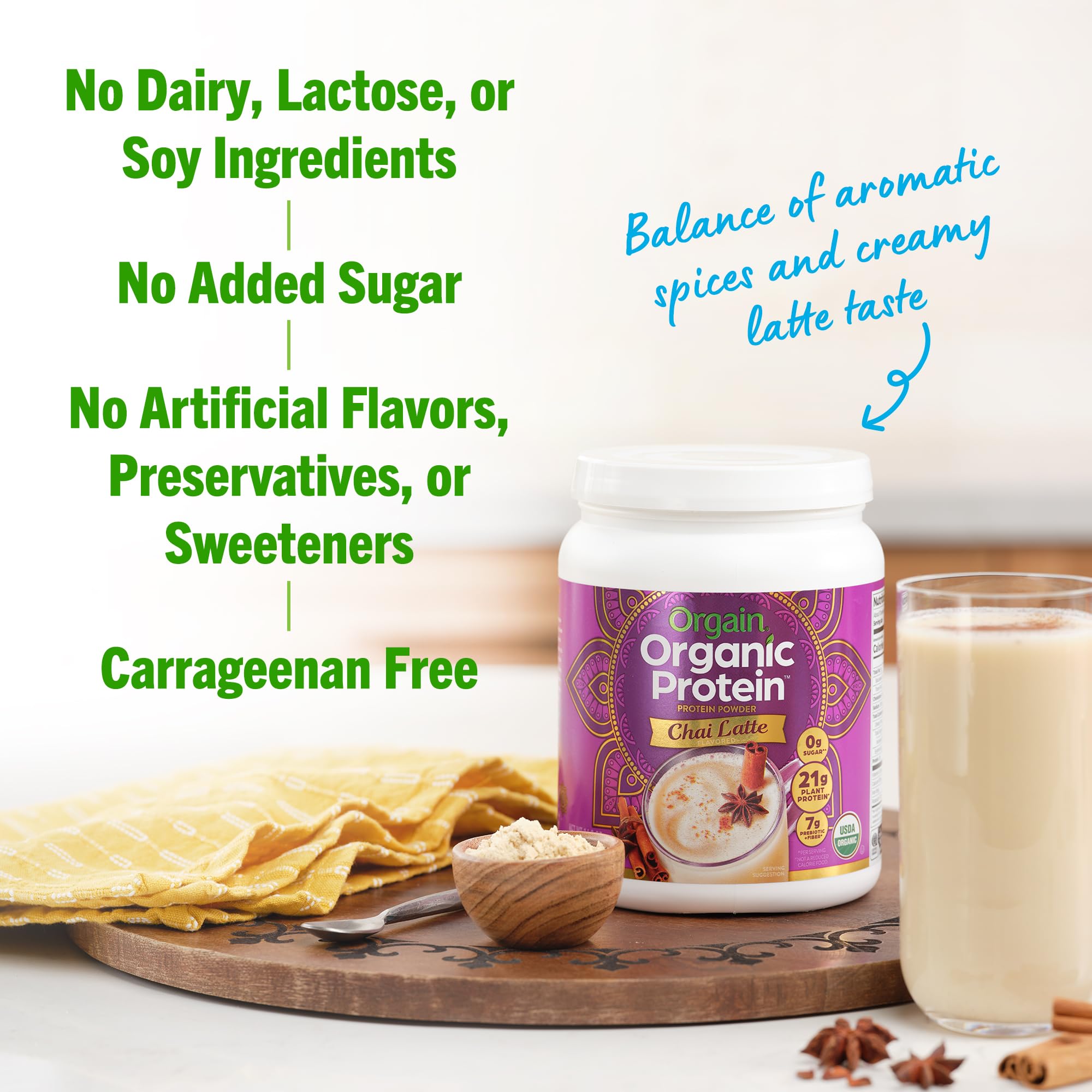 Orgain Organic Vegan Protein Powder, Chai Latte - 21g Plant Based Protein, Gluten Free OrgainUS supplements