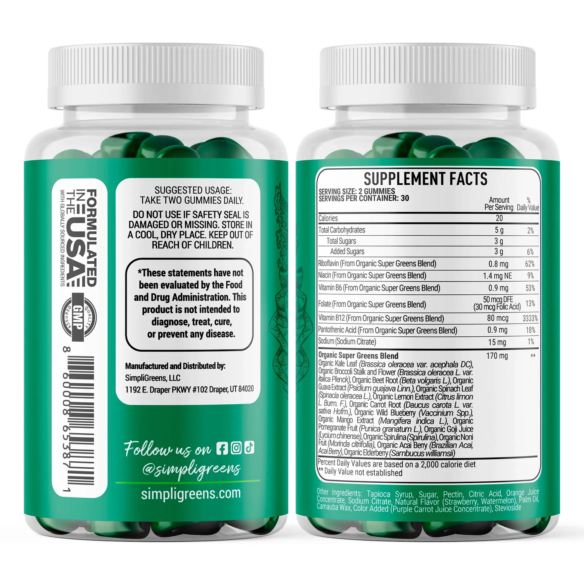 SIMPLI GREENS Vegan Superfood Gummies Supplement – 60 Count – Nutrient-Rich Gummy Vitamins – Supports Overall Wellness SIMPLI GREENSAu supplements