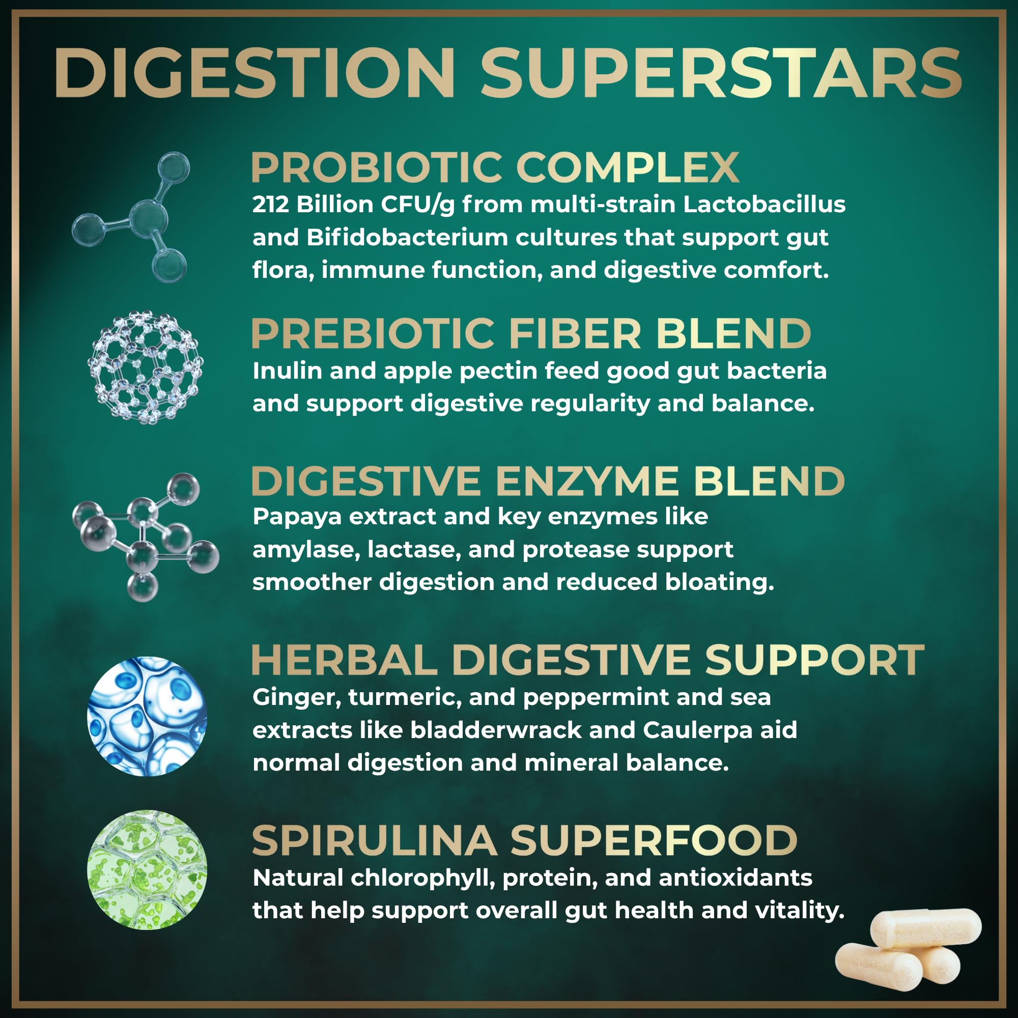 Digestive Enzymes for Women and Men with Probiotics and Prebiotics - Vegan Digestive Enzyme Blend - Bloating Support, Gut Health & Digestion Supplement with Artichoke Ginger Turmeric - 180 Capsules WILD FUELAu supplements