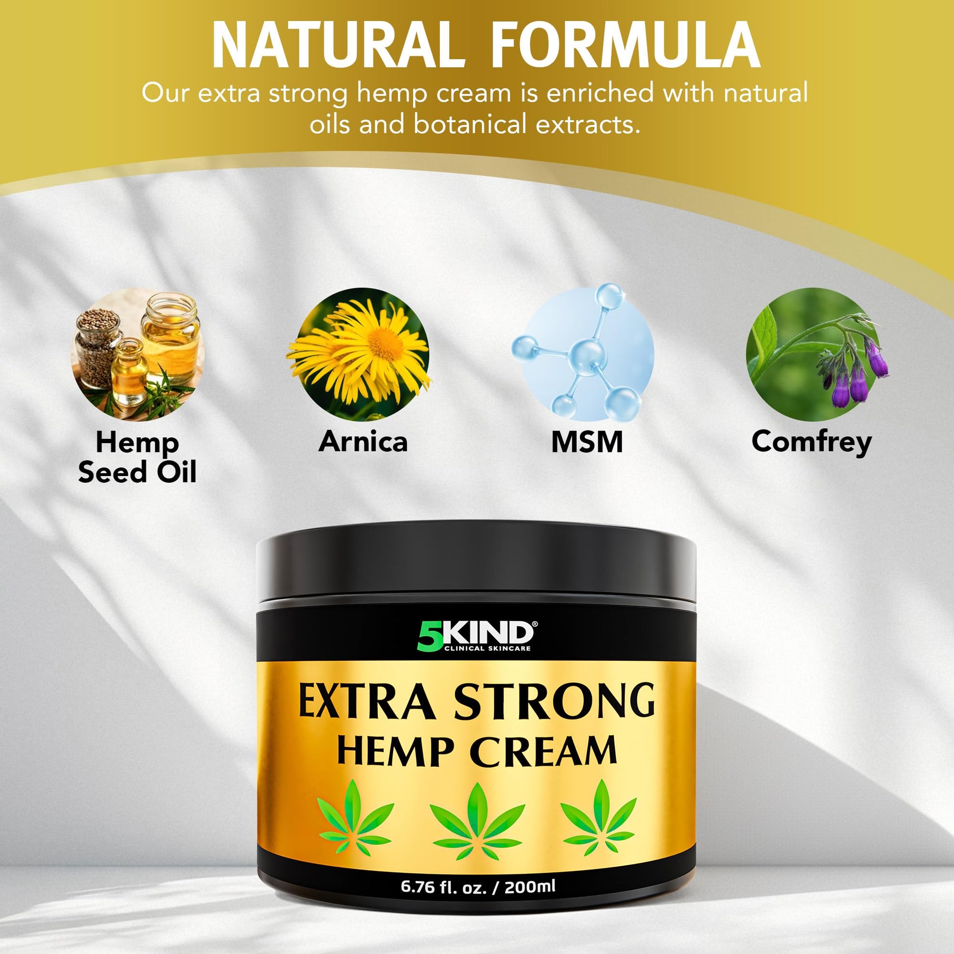 5kind Extra Strong Hemp Cream 6.76 fl oz - Maximum Strength - Natural Topical Cream - Muscle Rub for Lower Back, Joints, Neck, Knees, Shoulders 5kind clinical skincareAu supplements