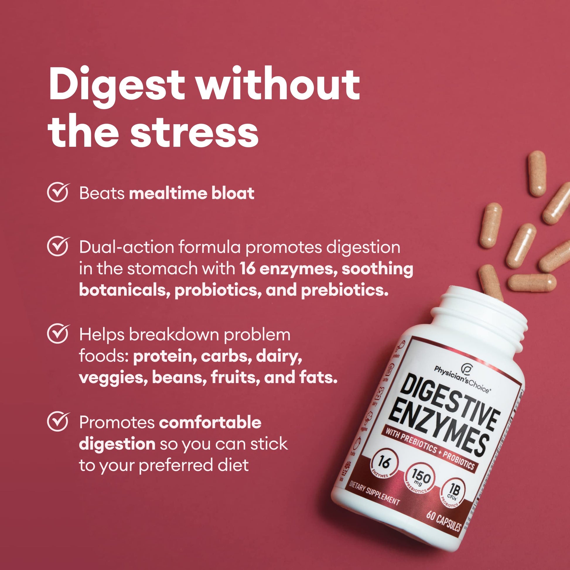 Physician's CHOICE Digestive Enzymes - Multi Enzymes, Bromelain, Organic Prebiotics Physician's CHOICEAu supplements