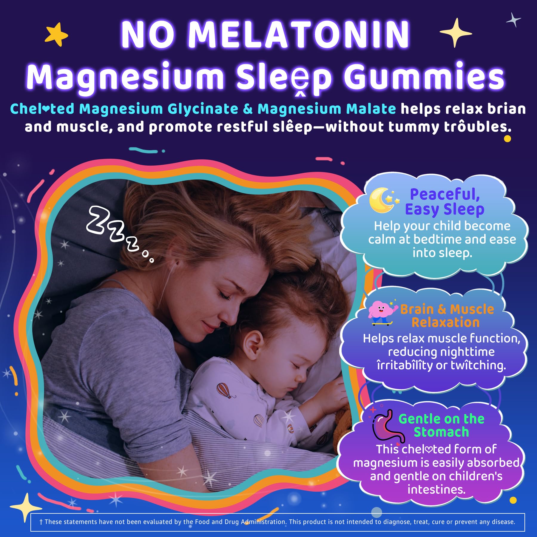 Kids Sleep Gummies, NO Melatonin Sleep Aid Gummies w/ Magnesium Glycinate, Magnesium Malate, L-Theanine, Lavender, B6, Zinc, D3K2 for Restful Sleep, Relax Brain & Muscle, Immune Support, Non-GMO 1Pack ELLAMENTZAu supplements
