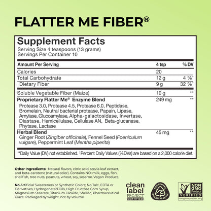 Flatter Me Fiber Booster – Fiber Supplement for Women & Men, Prebiotics & Enzymes for Weight Support, Reduce Bloating HUMUS supplements