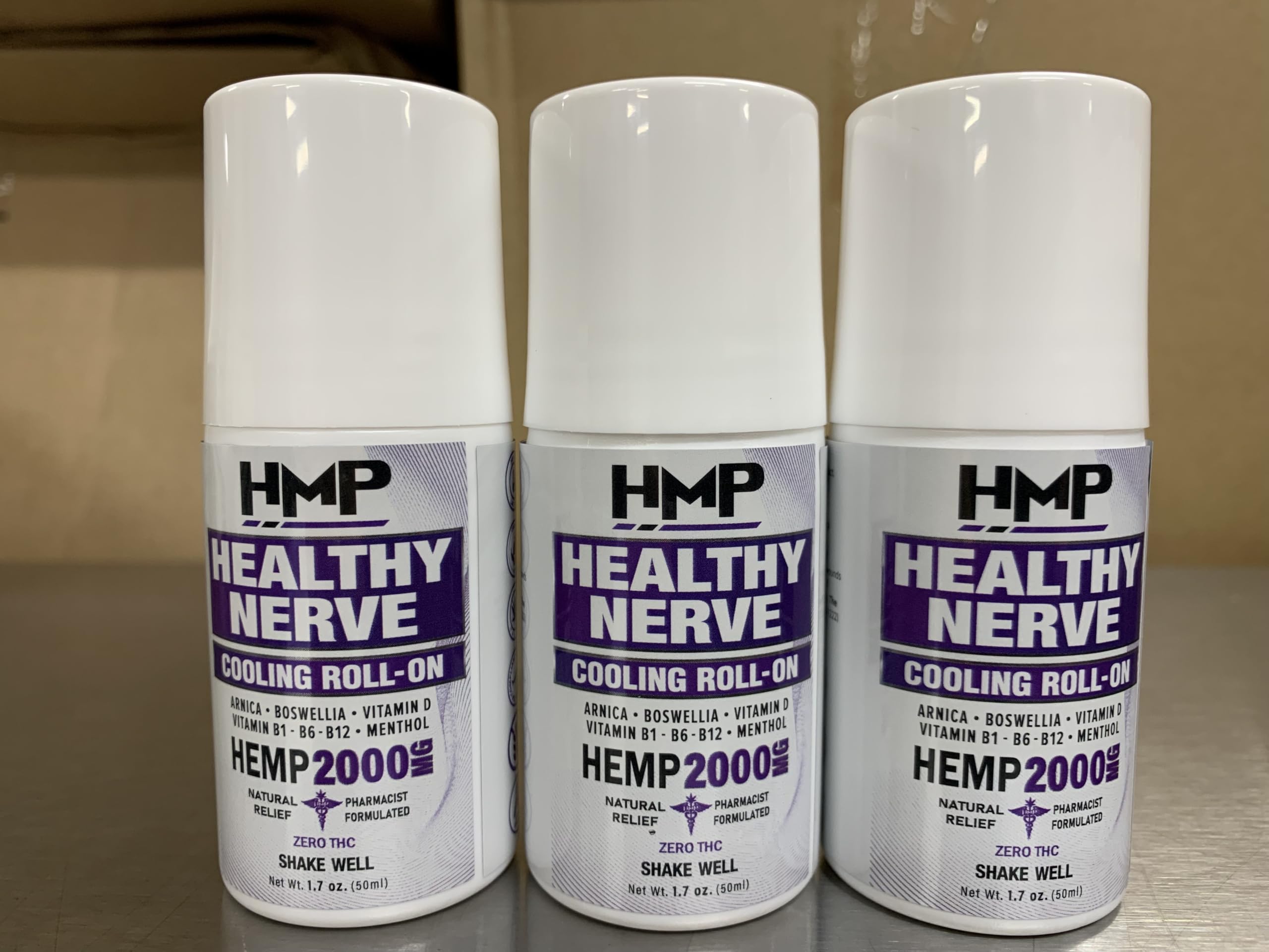 HMP Nerve Roll-On for Feet, Hands, Legs, Toes, Back 2000MG Hemp with Menthol & Arnica, Soothing Cooling Formula, Made in USA, 50ml (1 Pack) HMP BRANDSAu supplements