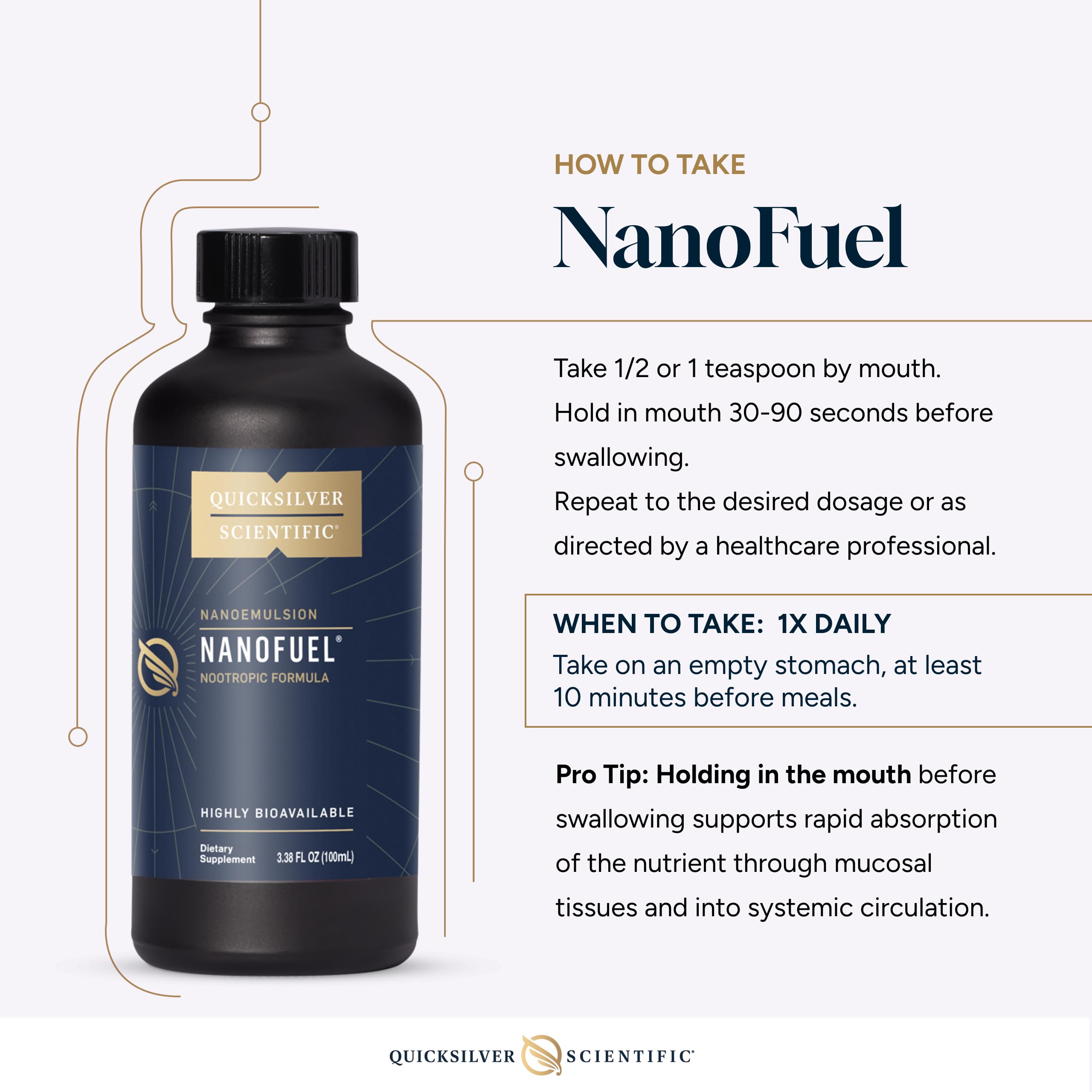 Quicksilver Scientific NanoFuel - Energy Support - Nootropic Formula Designed to Support Focus + Productivity (3.38oz / 100ml) Quicksilver ScientificUS supplements