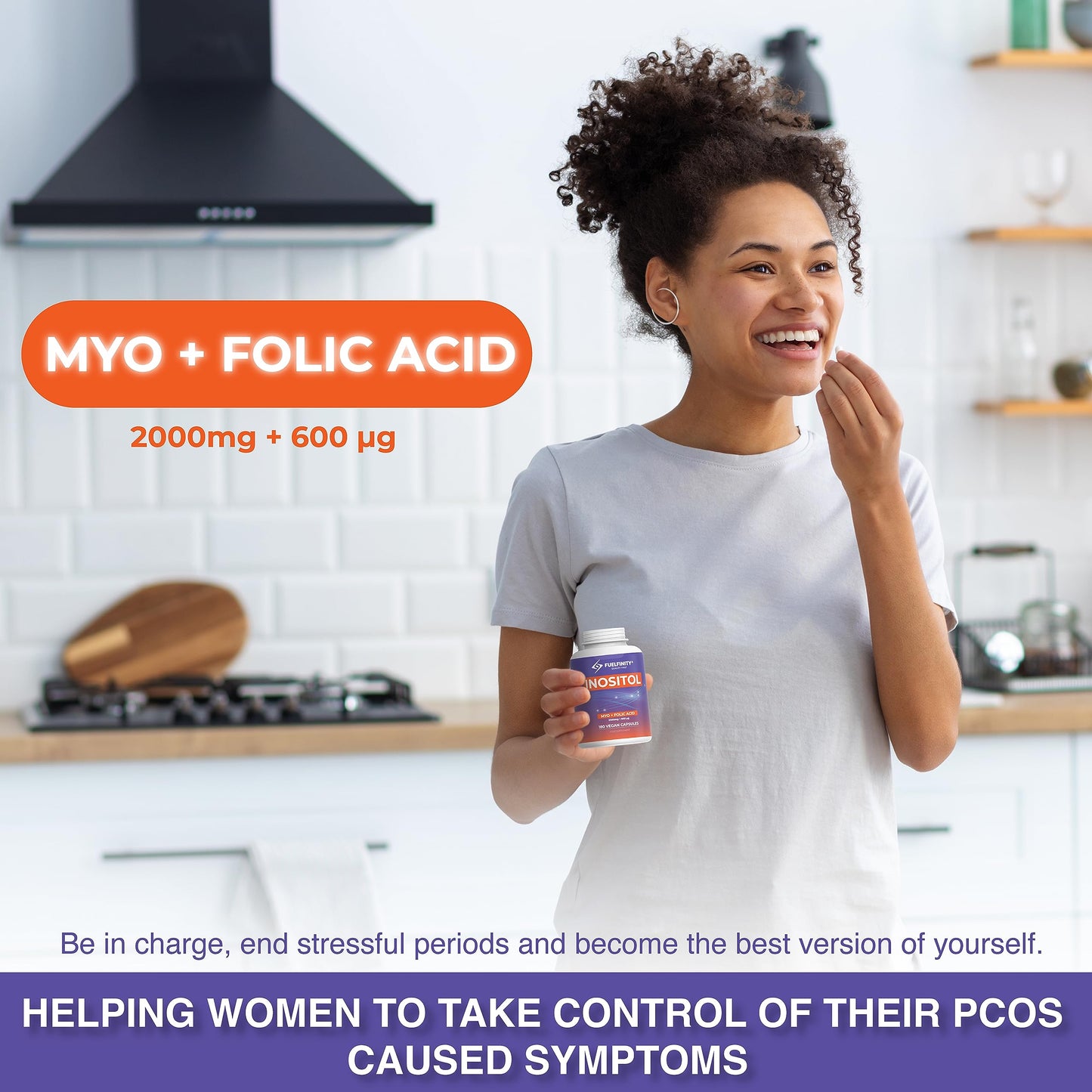 Myo-Inositol & Folic Acid | 2000mg Inositol | 180 Capsules | PCOS and Fertility Supplement FuelFinityUS supplements