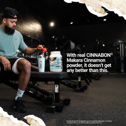 GHOST Whey Protein Powder, Cinnabon - 2LB Tub, 25G of Protein - Cinnamon Roll Flavore GHOSTUS supplements