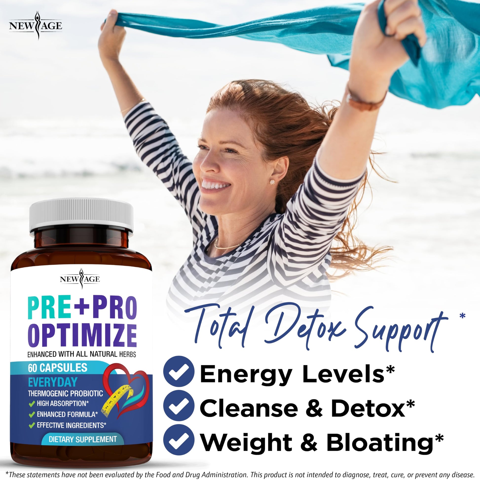 Pro Optimize Probiotics for Women, Menopause, 70 Billion CFU, Digestive Health - Relief for Bloating, Hot Flashes, Joint Support, Night Sweats - Gut Health & Metabolism - Dong Quai (120 (Pack of 2)) NEW AGEAu supplements