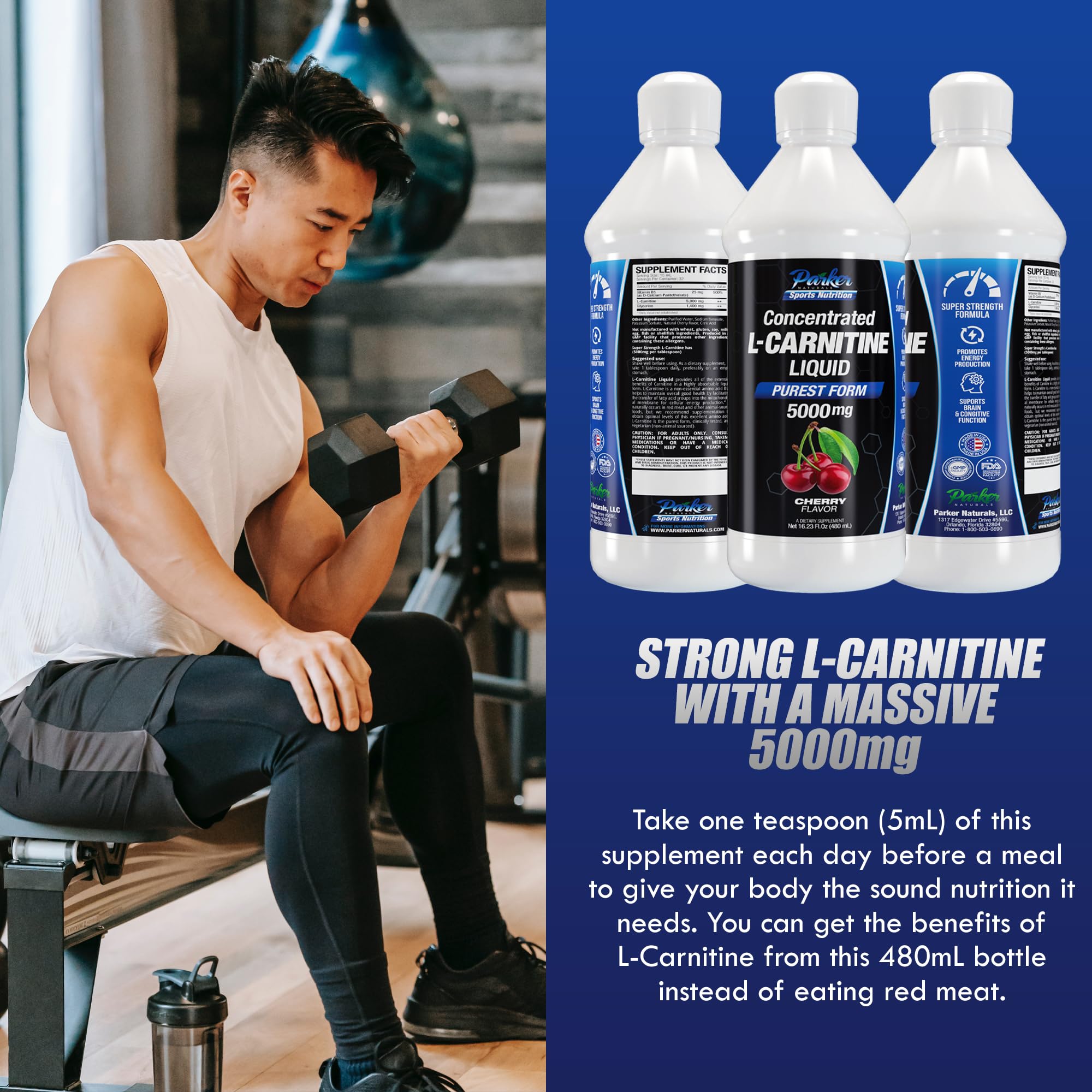 Parker Naturals L-Carnitine 5000 Mg Premium Dietary Supplement Liquid - 16 Oz All Natural Parker NaturalsAu supplements