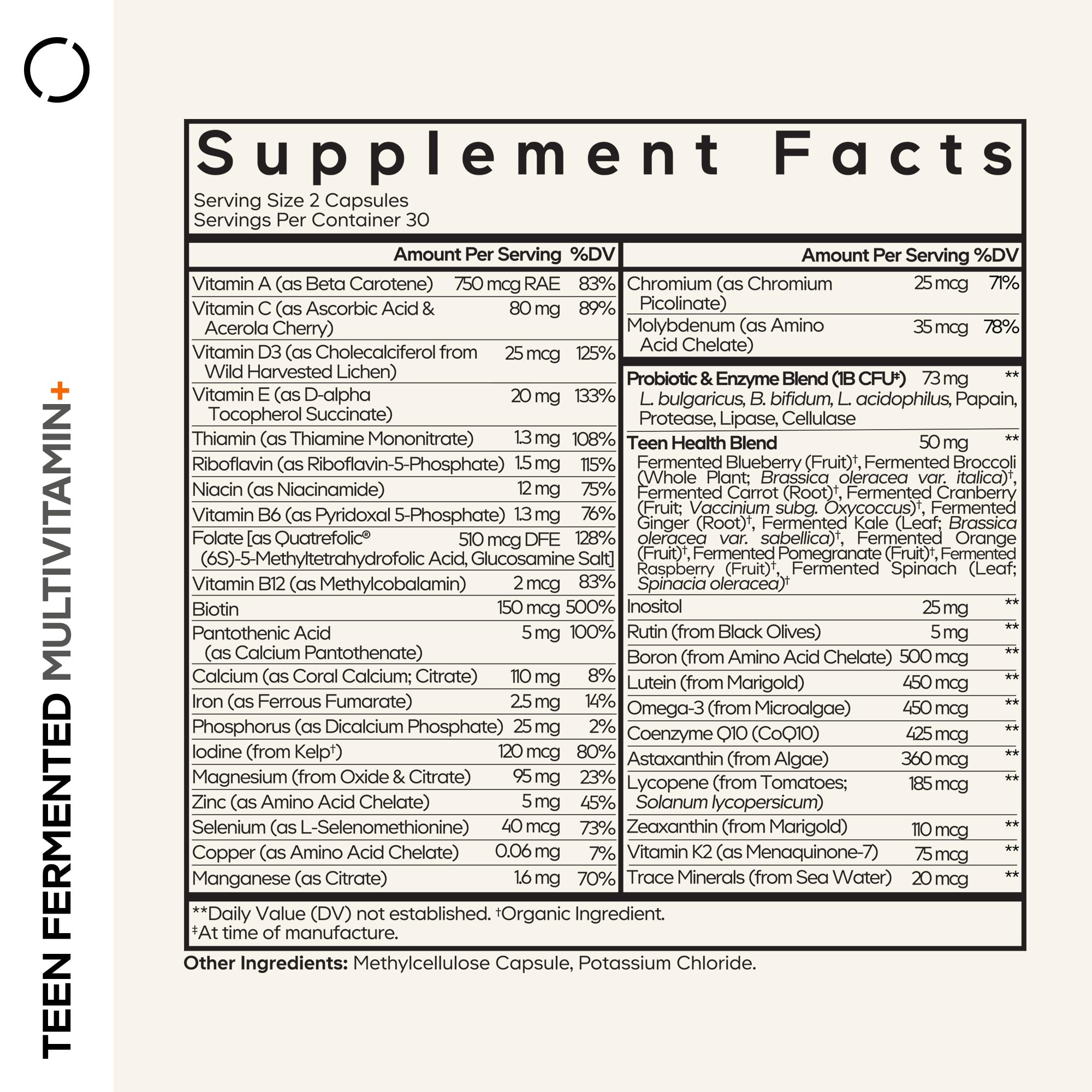 Codeage Teen Multivitamin Supplement – Daily Vitamins and Minerals for Teen Boys and Girls – Organic Whole Food Formula