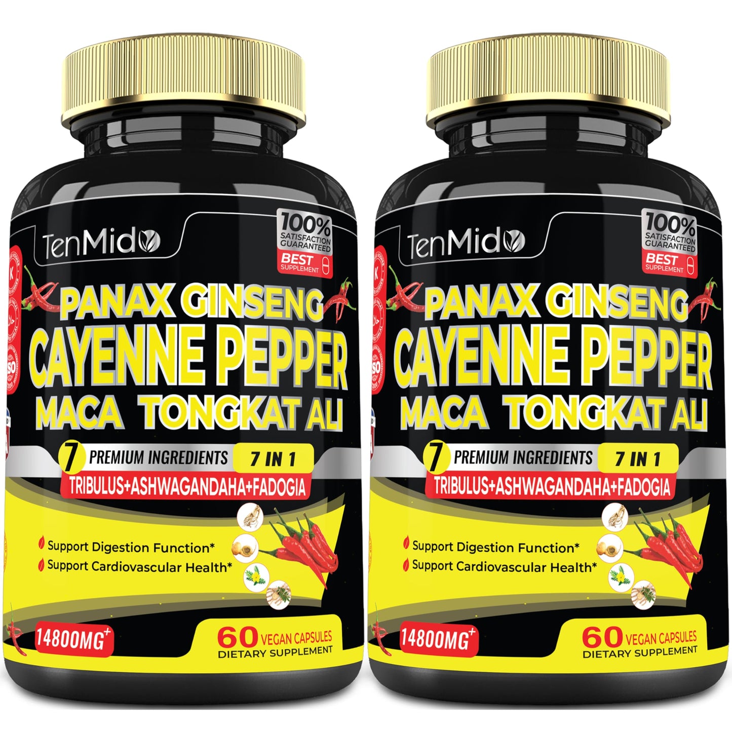 2 Packs 60 Caps 14800mg - Cayenne Pepper Supplements Extract Capsules - Tongkat Ali TenmidoUS supplements