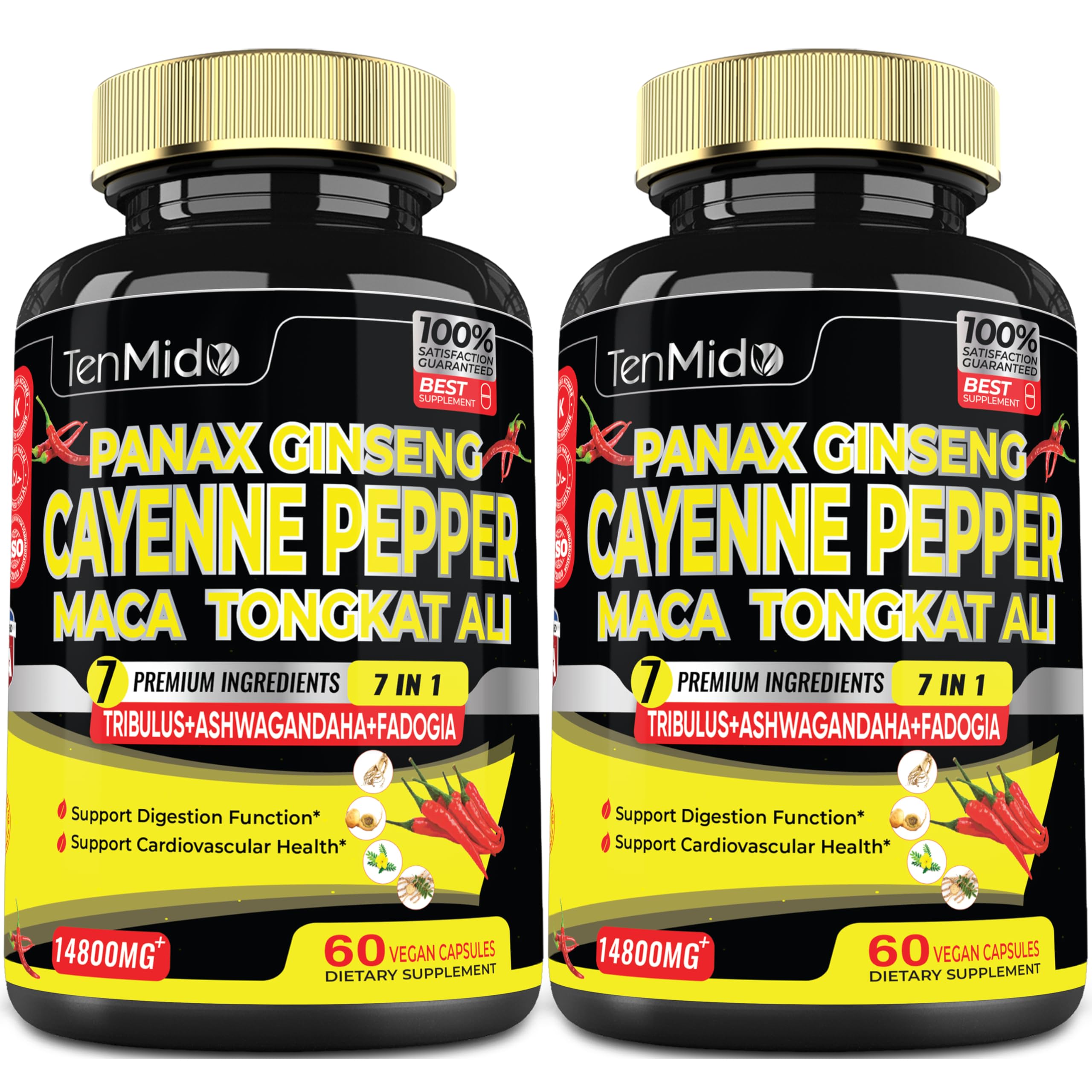 2 Packs 60 Caps 14800mg - Cayenne Pepper Supplements Extract Capsules - Tongkat Ali TenmidoAu supplements