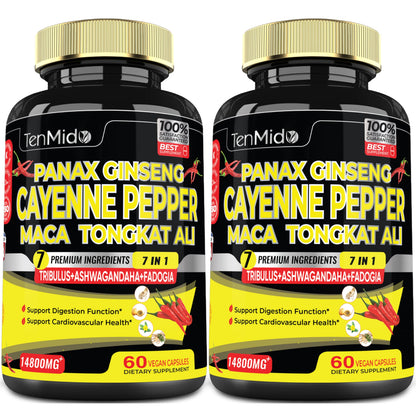 2 Packs 60 Caps 14800mg - Cayenne Pepper Supplements Extract Capsules - Tongkat Ali TenmidoUS supplements