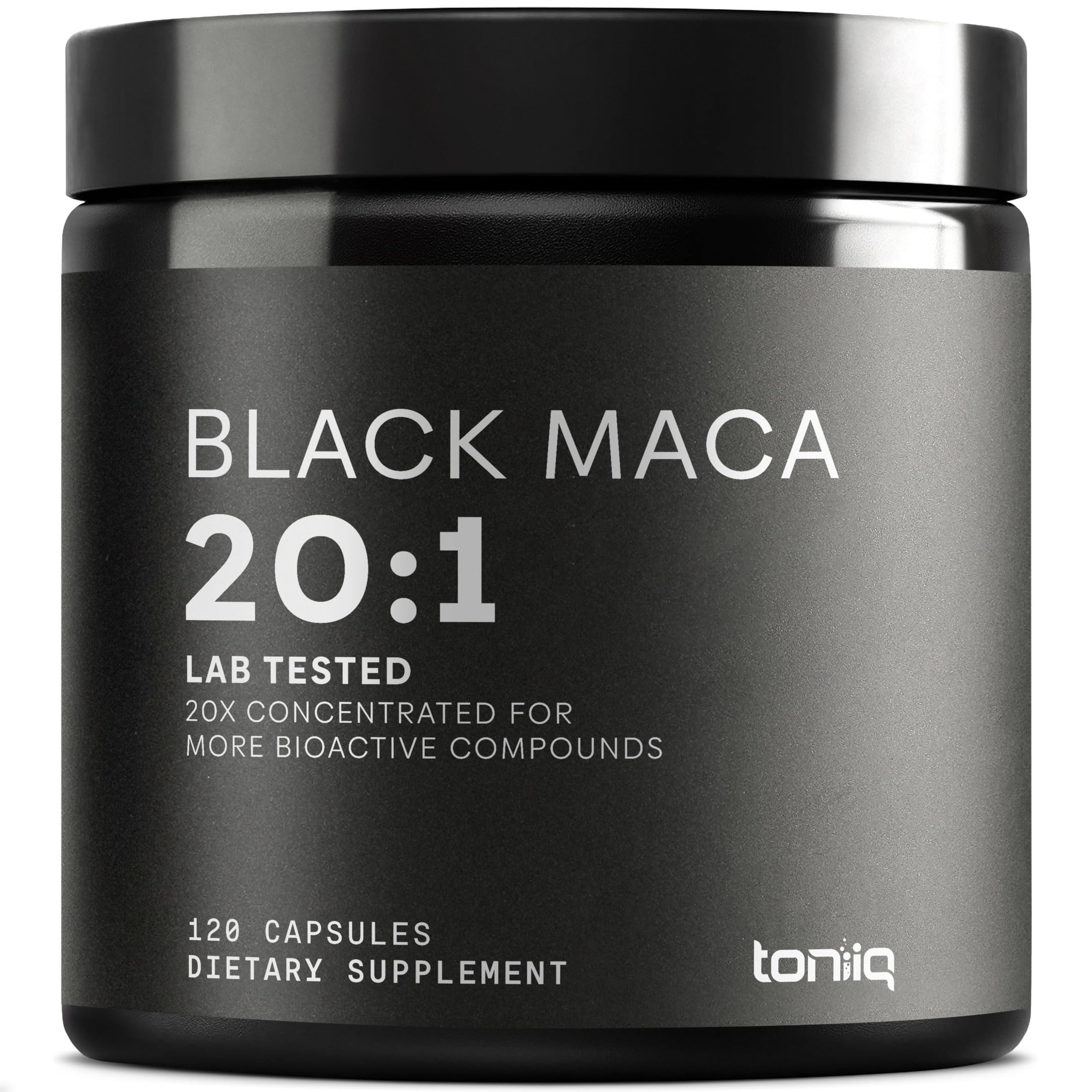 Toniiq Black Maca Root - Ultra High Potency 20:1 Extract - Single Origin, Wildcrafted & Highly Concentrated - Third-Party Lab Tested - 120 Capsules ToniiqAu supplements