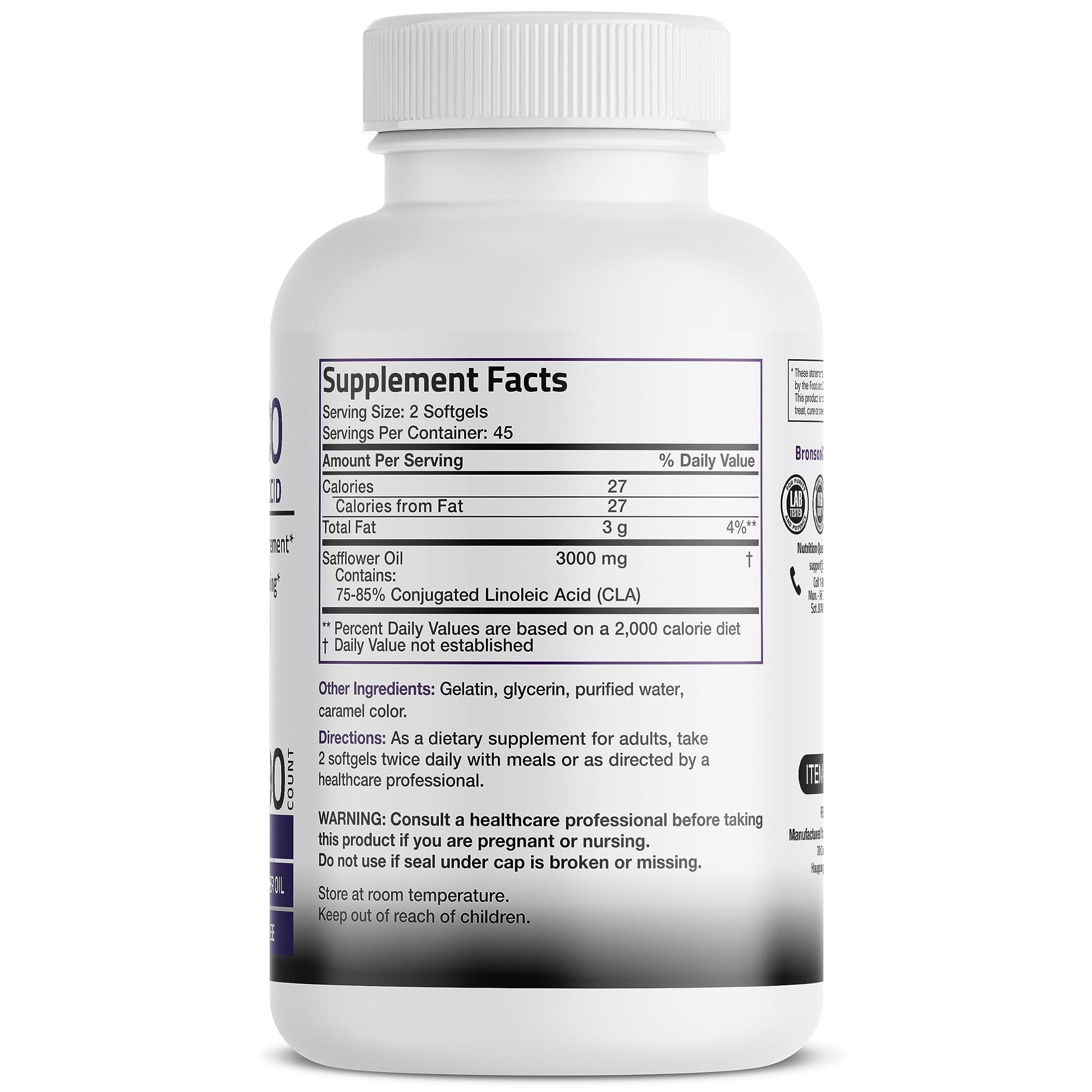 Bronson CLA 3000 Extra High Potency Supports Healthy Weight Managem BronsonAu supplements