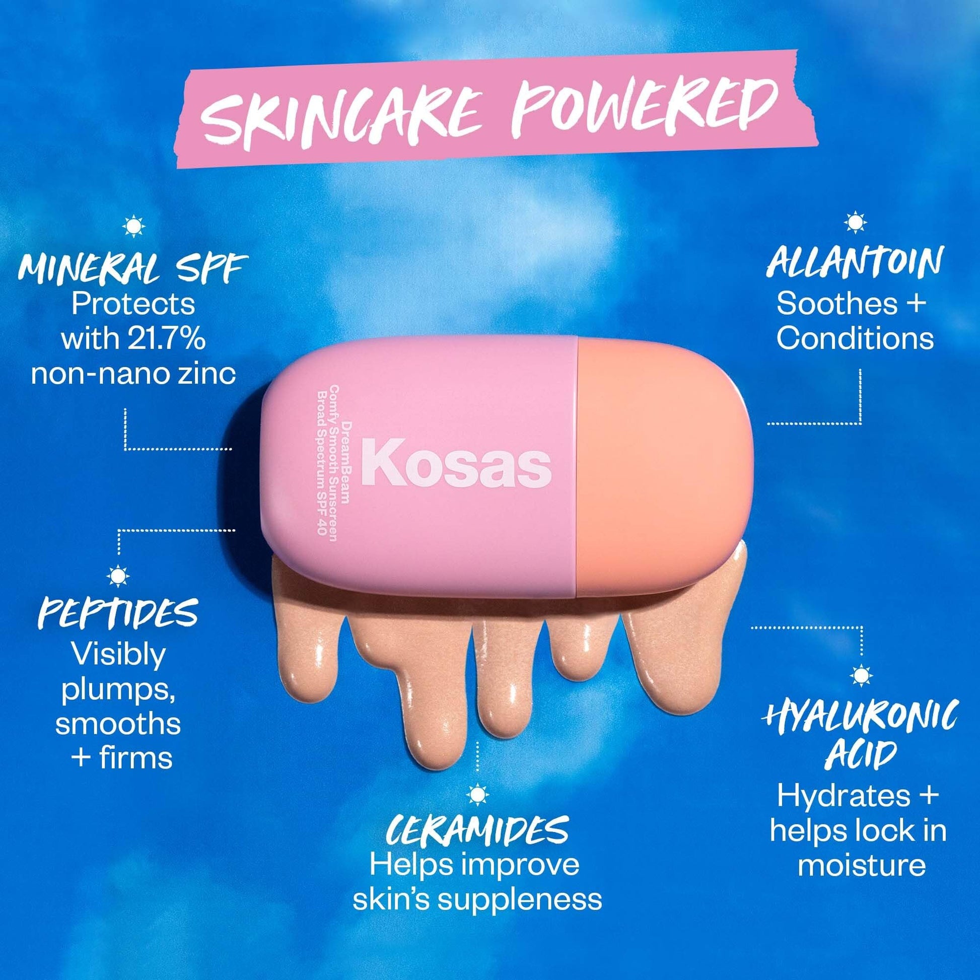 Kosas DreamBeam SPF 40 Mineral Sunscreen for Face + Makeup Prep – Lightweight Hydrating Sun Protection, 40 ml KosasAu supplements
