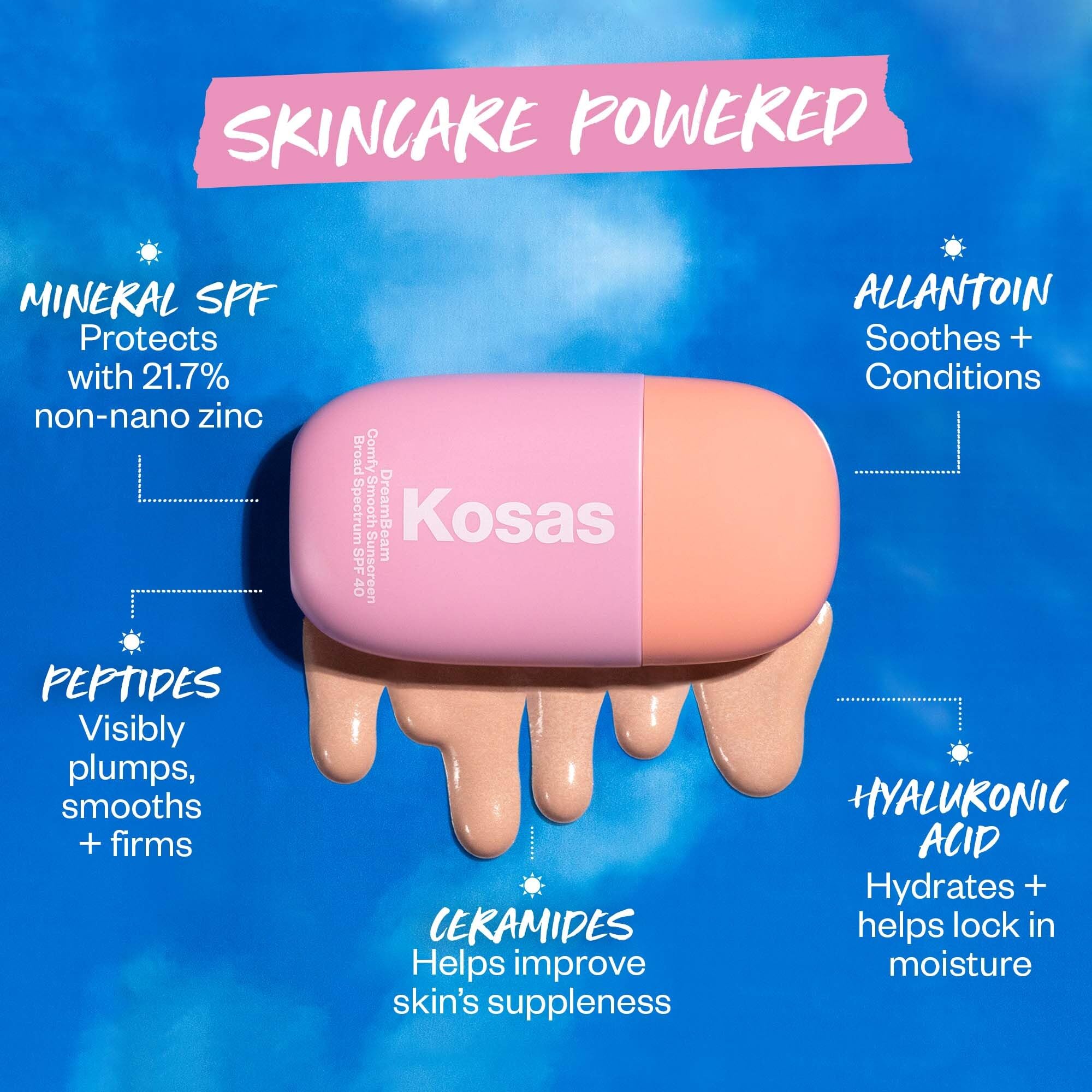 Kosas DreamBeam SPF 40 Mineral Sunscreen for Face + Makeup Prep – Lightweight Hydrating Sun Protection, 40 ml KosasAu supplements