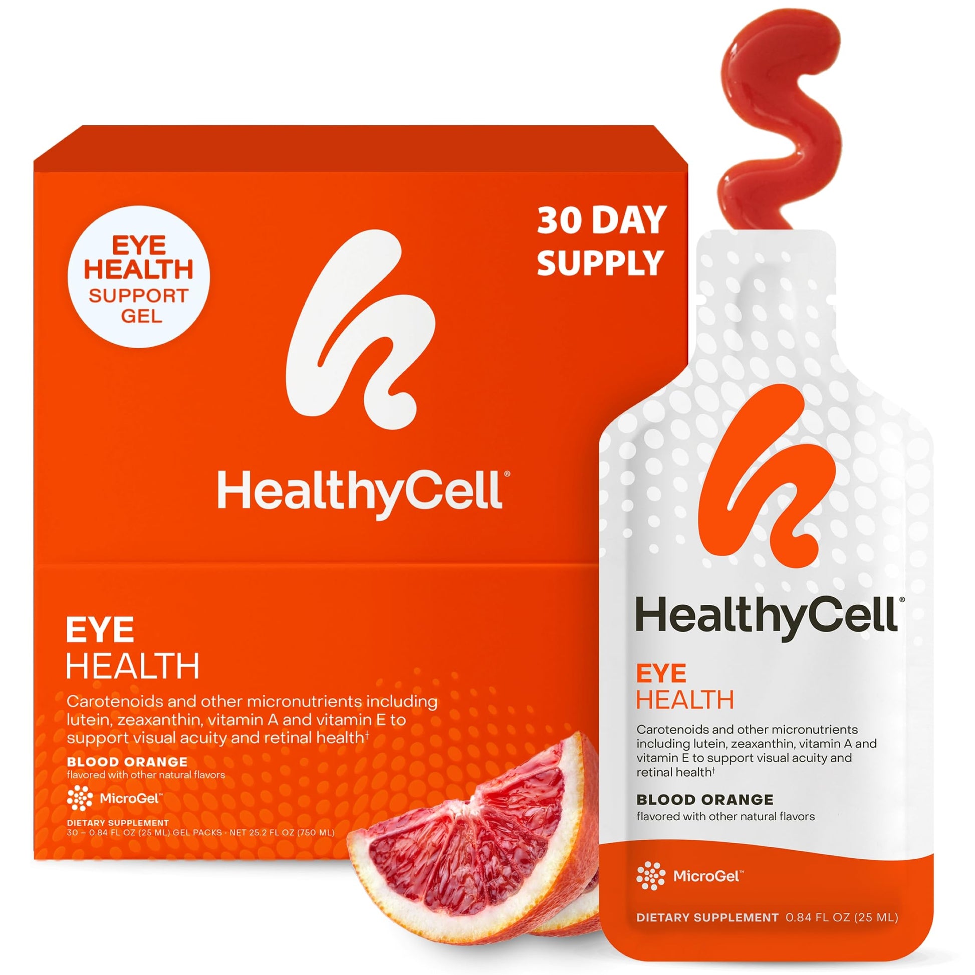 Healthycell Eye Health Daily Liquid Supplement - Eye Vitamins & Minerals with Lutein, Zeaxanthin, Astaxanthin & Beta Carotene for Sight Care & Macular Support - 30 Gel Packs HealthycellAu supplements
