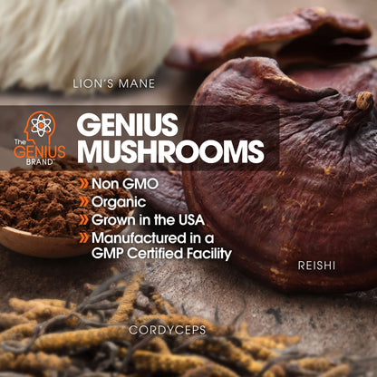 The Genius Brand - Lions Mane, Cordyceps and Reishi- Genius Mushroom The Genius BrandUS supplements