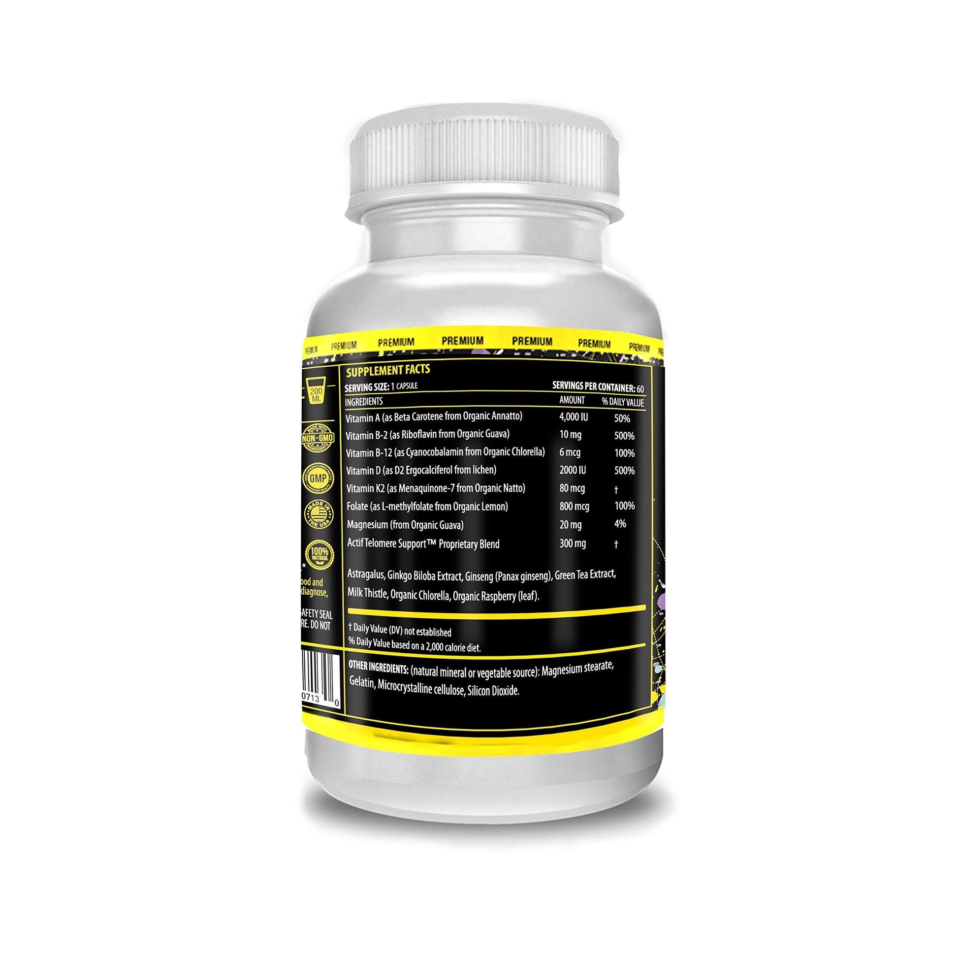 ACTIF Telomere Mega Support with 10+ Factors, Non-GMO, Telomerase and DNA Supplement for Energy, Memory and Anti-Aging, Made in USA, 60 Count ACTIFAu supplements