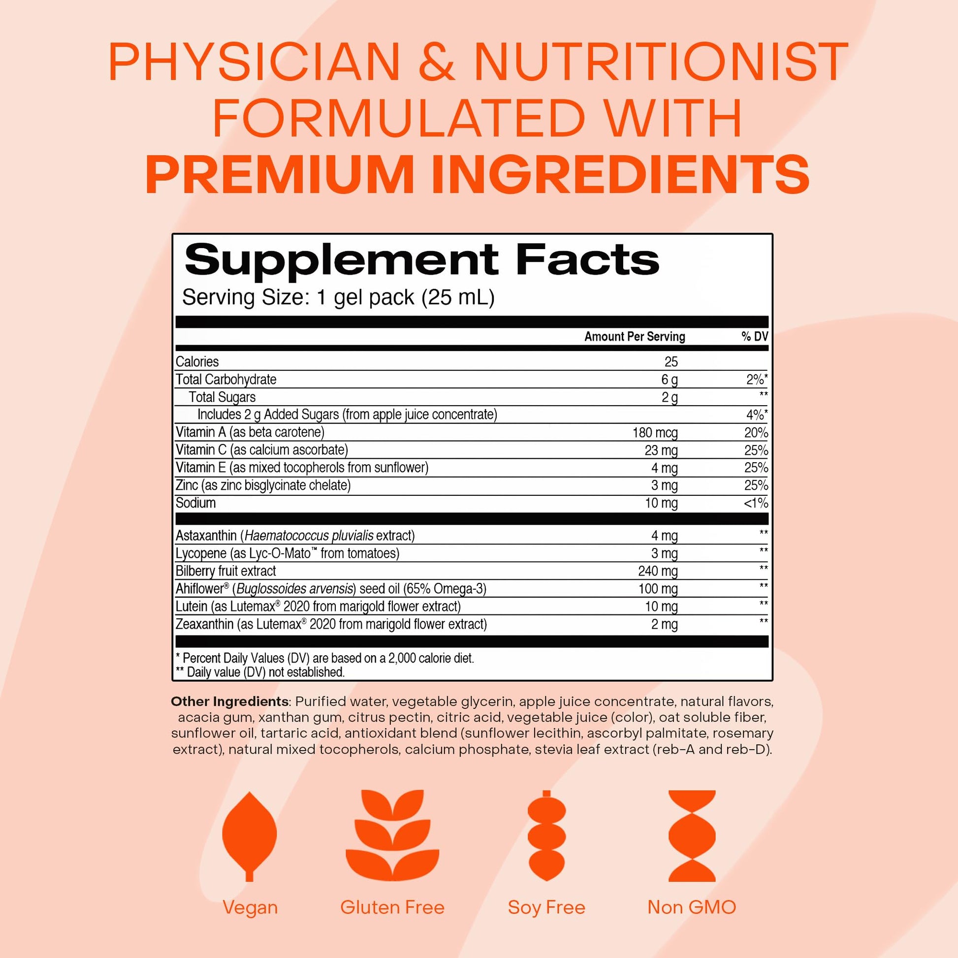 Healthycell Eye Health Daily Liquid Supplement - Eye Vitamins & Minerals with Lutein, Zeaxanthin, Astaxanthin & Beta Carotene for Sight Care & Macular Support - 30 Gel Packs HealthycellAu supplements