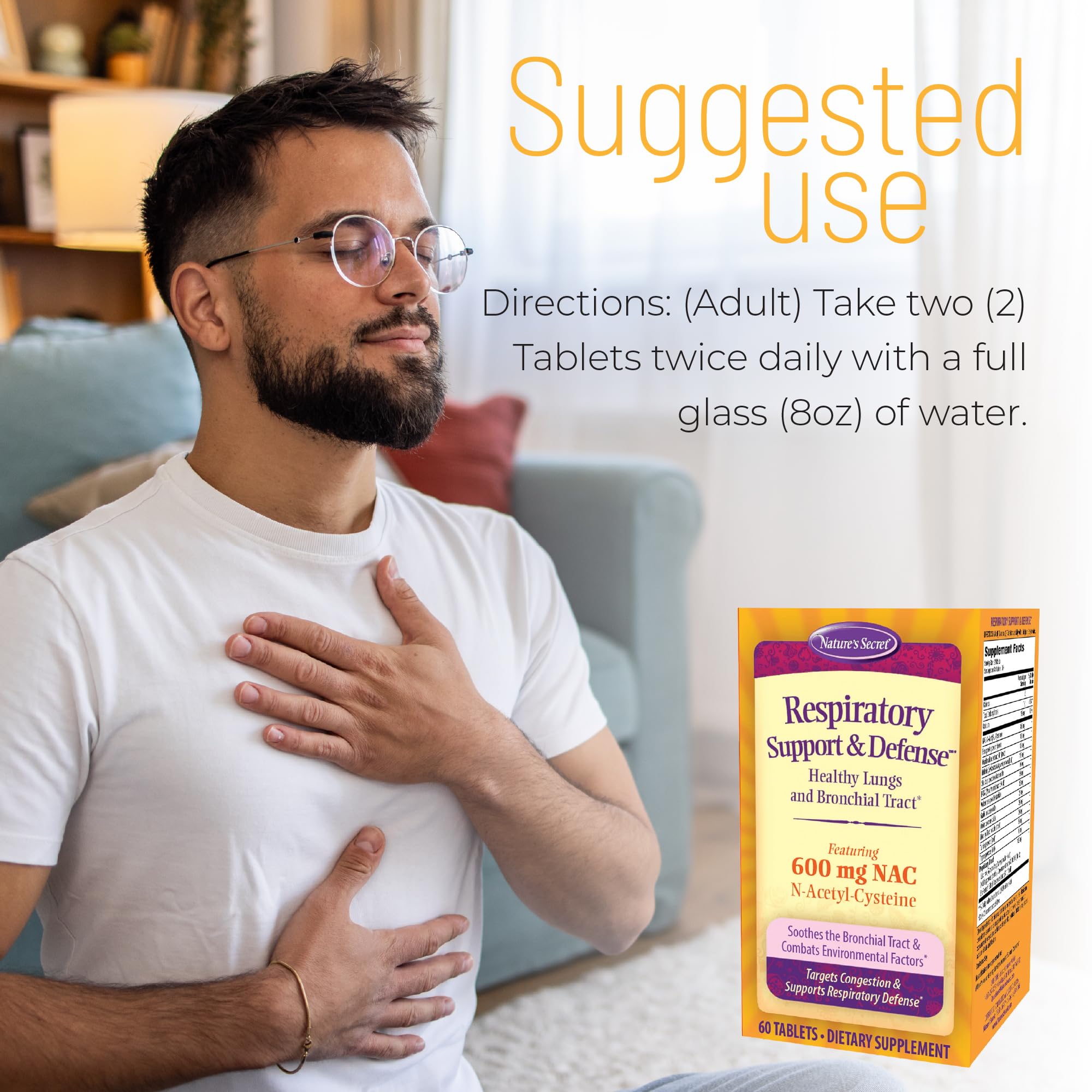 Nature's Secret Respiratory Support & Defense - 60 Tablets - Promotes Healthy Lungs & Bronchial Tract - With NAC, Fenugreek & Marshmallow - 30 Total Servings Nature's SecretAu supplements