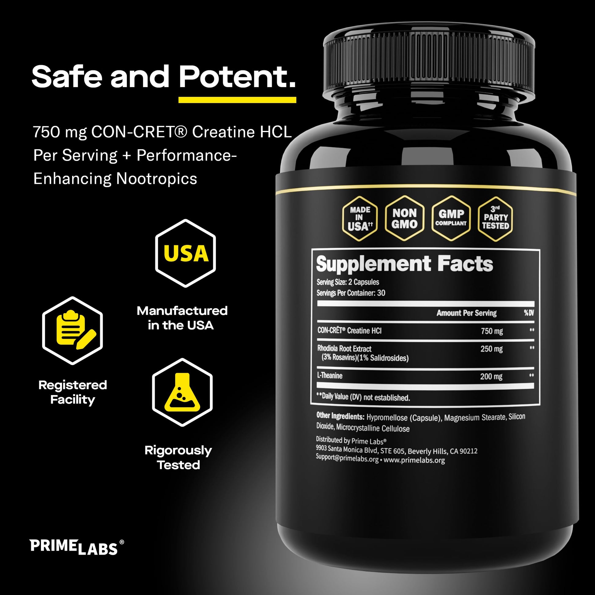 Prime Labs Creatine HCl Capsules - with CON-CRĒT®, Rhodiola Root Extract, & L-Theanine - Muscle Support, Endurance, Cognitive Function - for Men & Women - 60 Pills Prime LabsAu supplements
