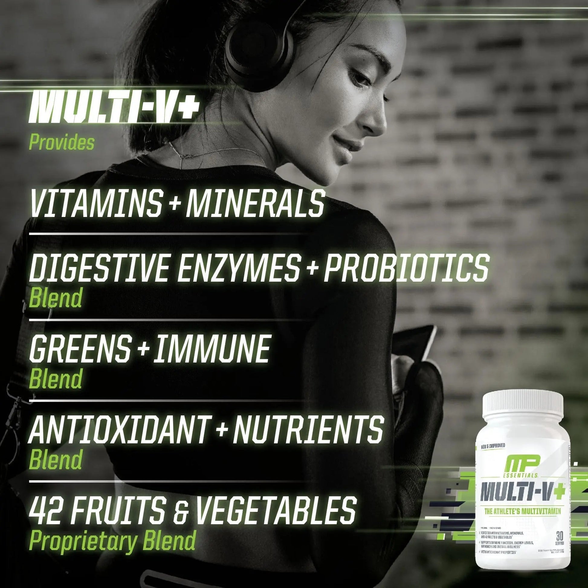 Muscle Pharm Essentials Multi-V+, The Athlete's Multi-Vitamin, Enhanced Energy, Performance & Immune Health, Daily Multivitamin for Men & Women Muscle PharmAu supplements