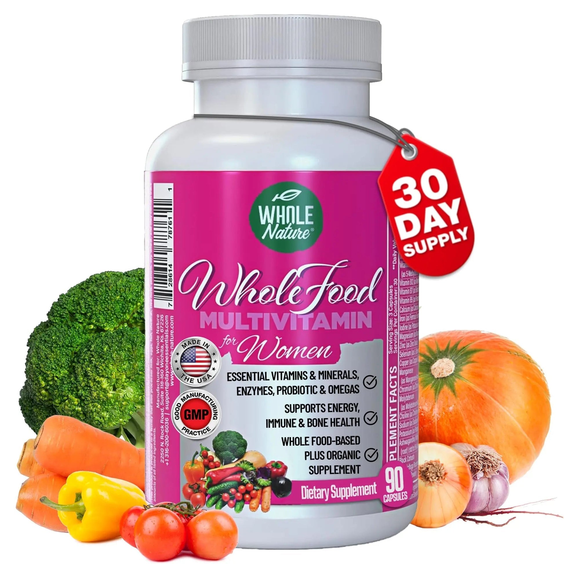 Whole Nature Whole Food Multivitamin for Women Womens Multi Vitamin with Folate, B12 Methyl, Vitamins, Minerals, Probiotics and Omegas Whole NatureAu supplements