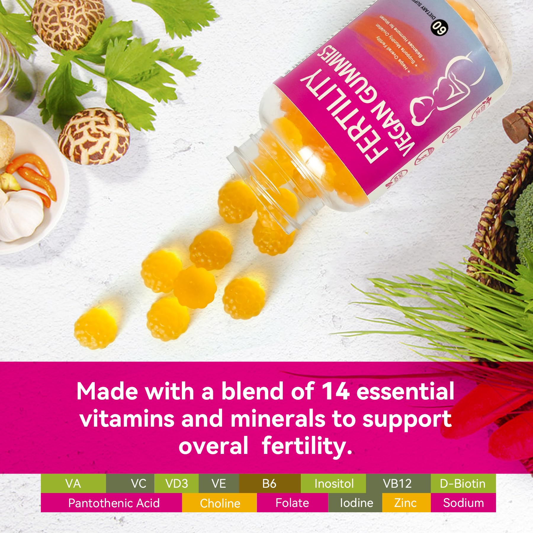 Fertility Gummies for Women to Get Pregnant Fast, Folic Acid Conception Gummies to Boost Fertility for Her, 60 Count Fertility Vitamin Gummy Support Hormone Balance, Ovulation & Period Cycle AromlifeAu supplements