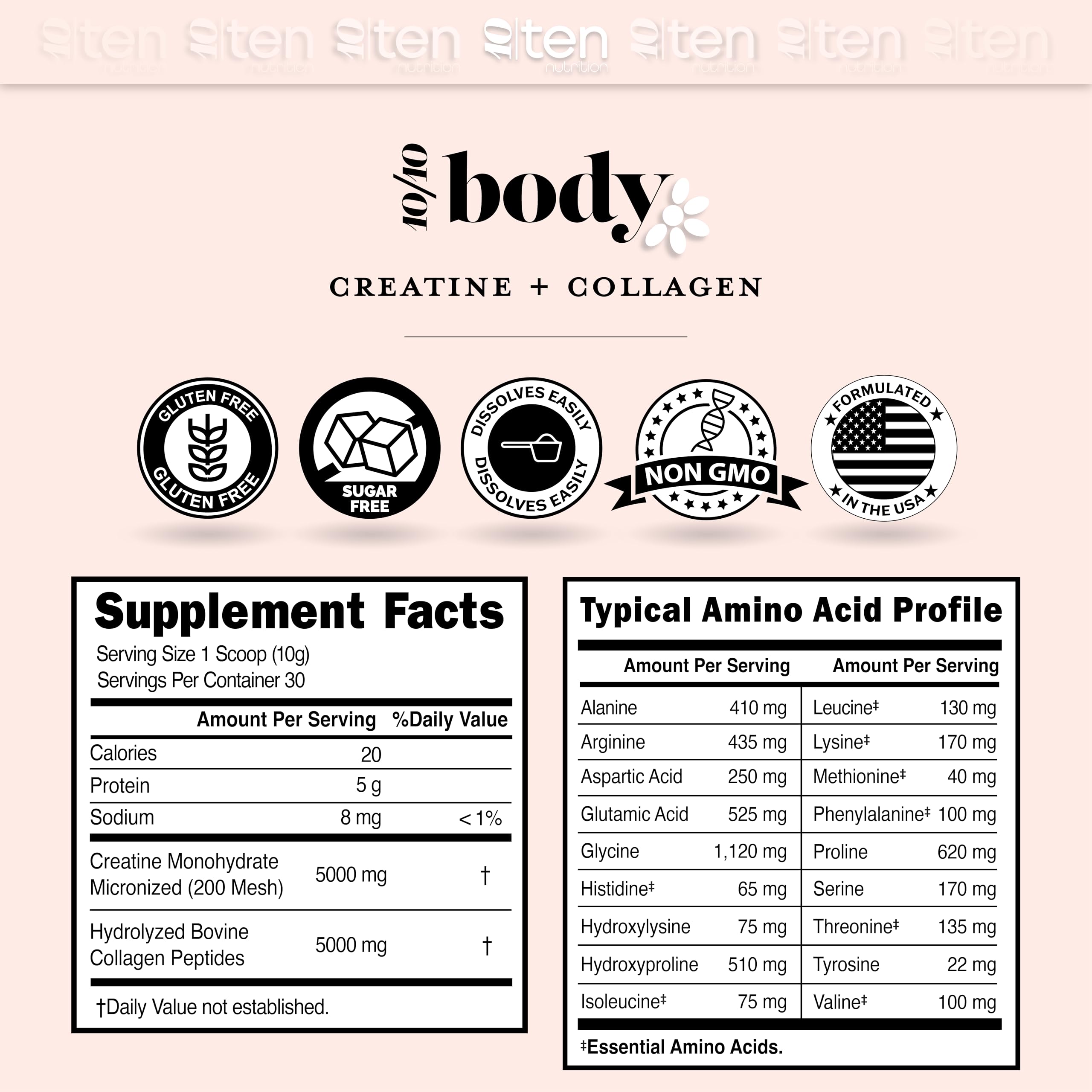 New - Creatine + Collagen for Women – Supports Lean Muscle Growth & Development, Booty Gain, Energy & Recovery – 5g Creatine Monohydrate Plus 5000mg Collagen Peptides Combo – Unflavored, 30 Servings 10Ten NutritionAu supplements