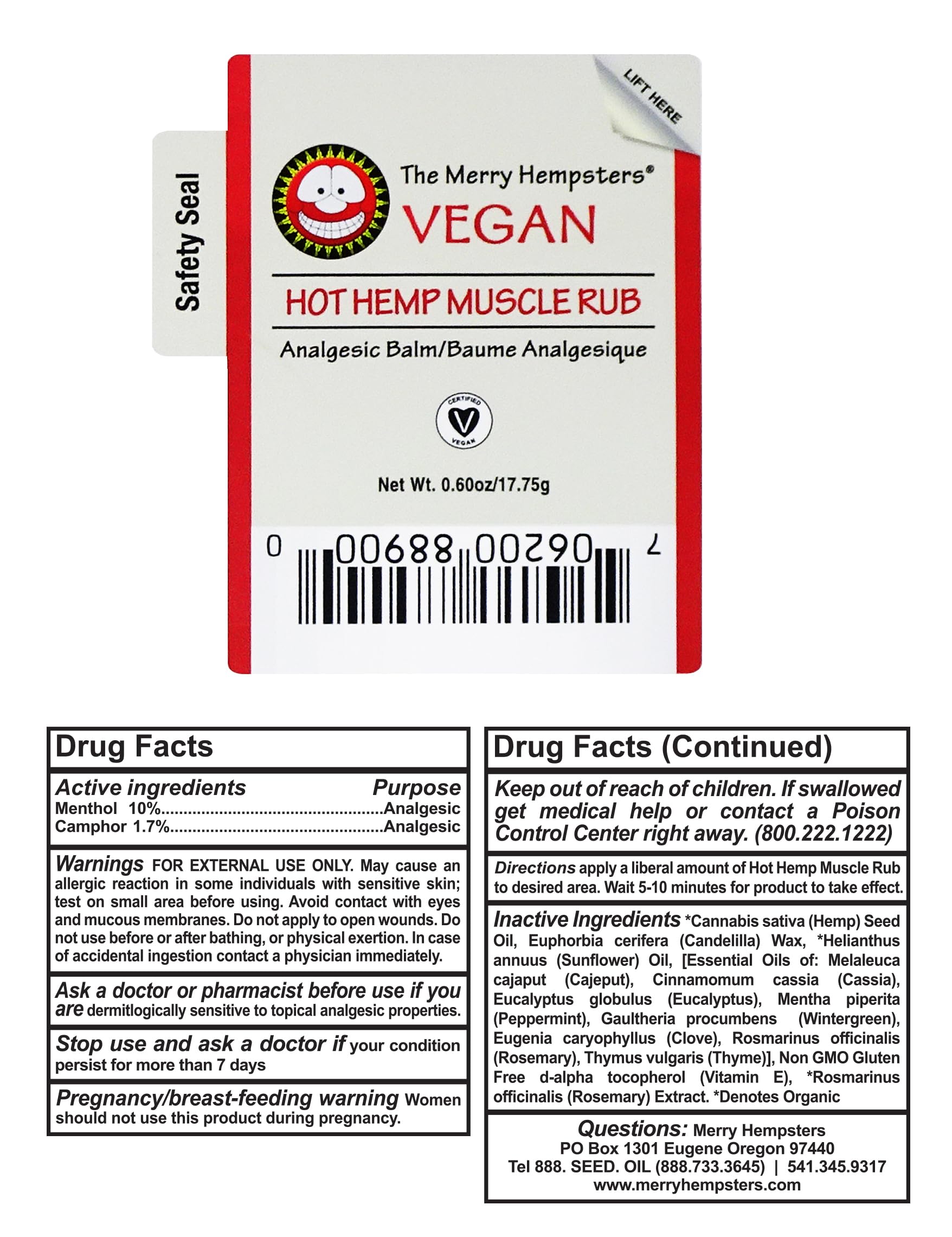 Merry Hempsters Vegan Hot Hemp Muscle Rub Single (2-Pack) The Merry HempstersAu supplements