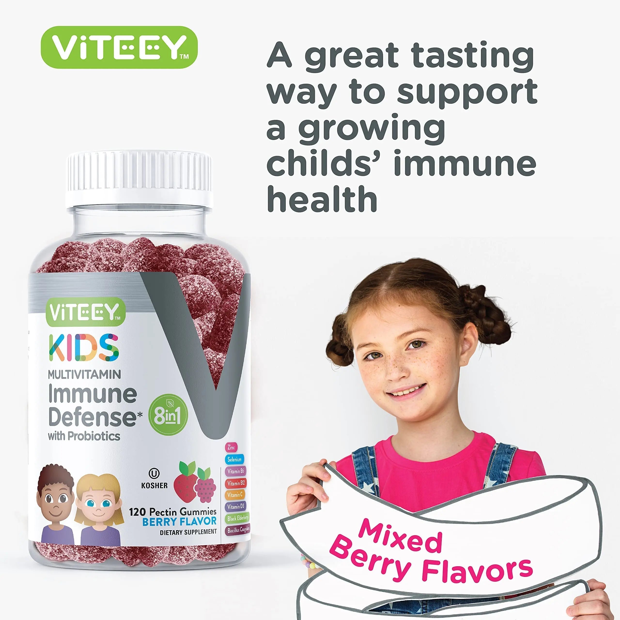 Viteey Kids Multivitamin Gummies with Probiotics - 8-1 Kids Vitamins for Immune Health Support with Vitamin C, D3, B12, B6 ViteeyAu supplements