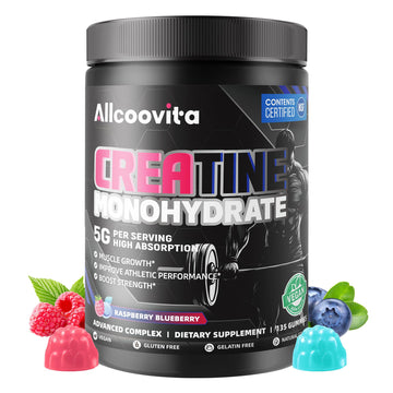 NSF Certified Creatine Gummy 5g - Creatine Monohydrate Gummies for Men & Women. Boost Focus,Strength, and Endurance, Anti-Melting Formula, Vegan, Gluten-Free, Non-GMO,(Raspberry & Blueberry 135 ct) AllcoovitaAu supplements