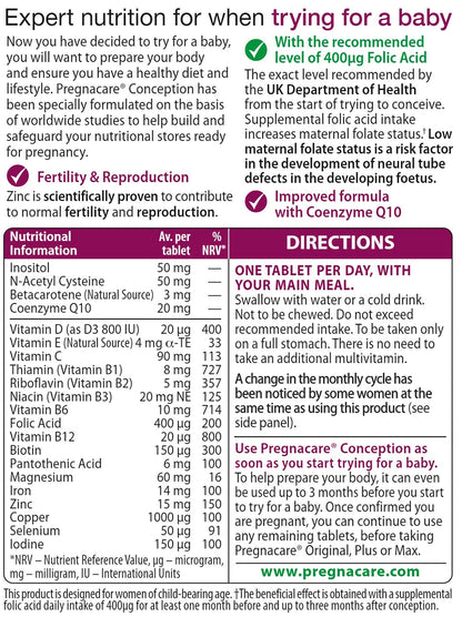 Pregnacare Conception Tablets, Pack of 30, 30 Count PregnacareUS supplements