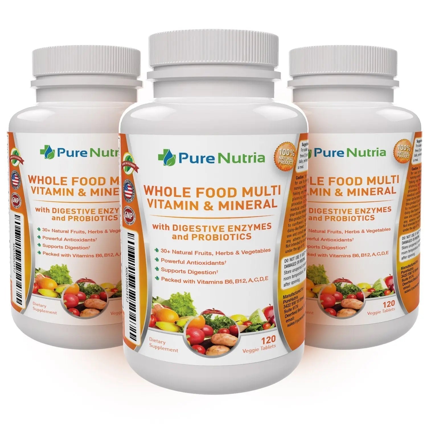 Whole Food MultiVitamin and Minerals with Probiotic Enzymes - 120 Multivitamins for Women and Men - Packed with WholeFood and Herbal Ingredients PureNutriaAu supplements
