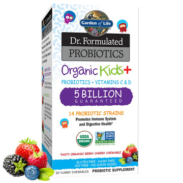 Garden of Life Dr. Formulated Probiotics for Kids, Organic Kids+ - Berry Cherry, 5 Billion CFU Chewable Probiotic plus Vitamin C and D Garden of LifeAu supplements