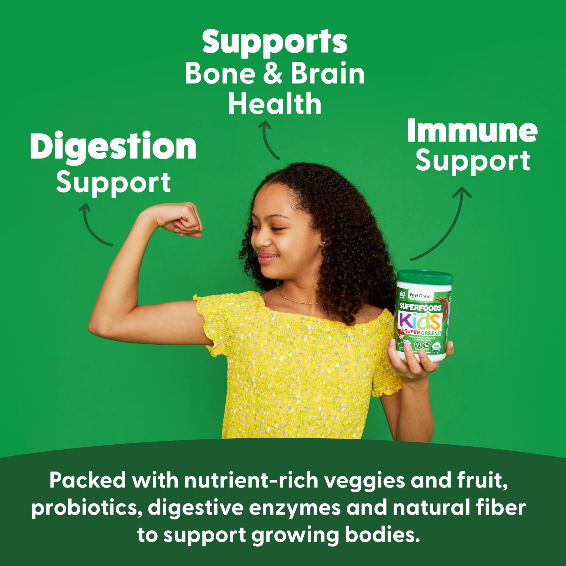 Feel Great USDA Organic Super Greens Powder for Kids - Cocao Chocolate | Fruit & Veggie Supplement | Superfood Powder with Probiotics & Digestive Enzymes for Digestive Health | 60 Days Supply The Feel Great Vitamin CompanyAu supplements
